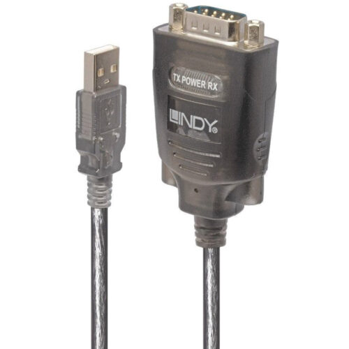 Cablu Lindy, USB to Serial Converter cu COM Retention, Gri