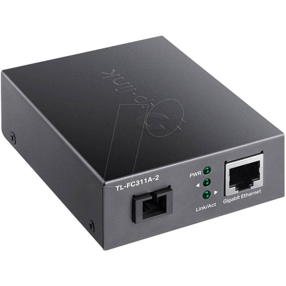 Media converter TP-Link TL-FC311A-2, 1 x Gigabit SC fiber, 1 x 10/100/1000 Mbps, RJ45, Negru