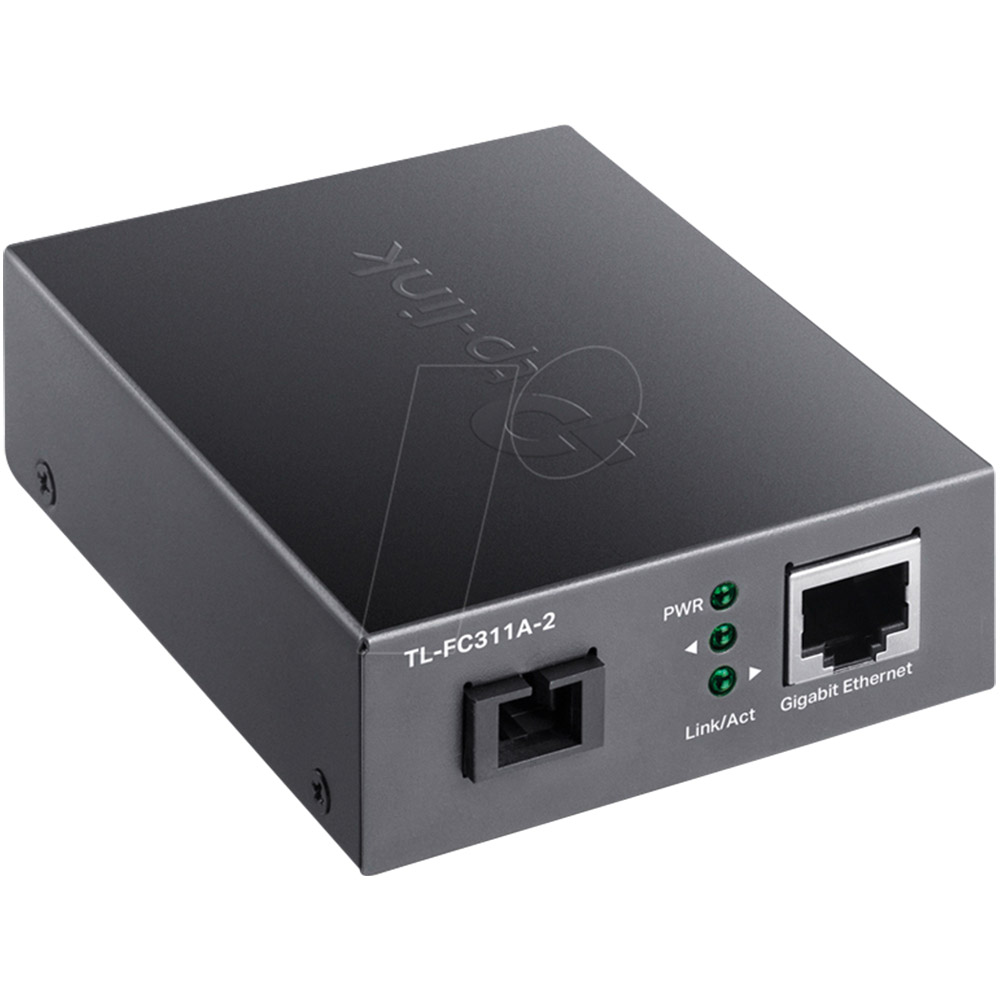 Media converter TP-Link TL-FC311A-2, 1 x Gigabit SC fiber, 1 x 10/100/1000 Mbps, RJ45, Negru