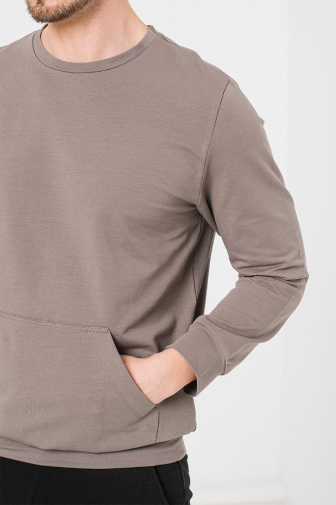 BLUZA COTON CASUAL BARBATI TAUPE-L