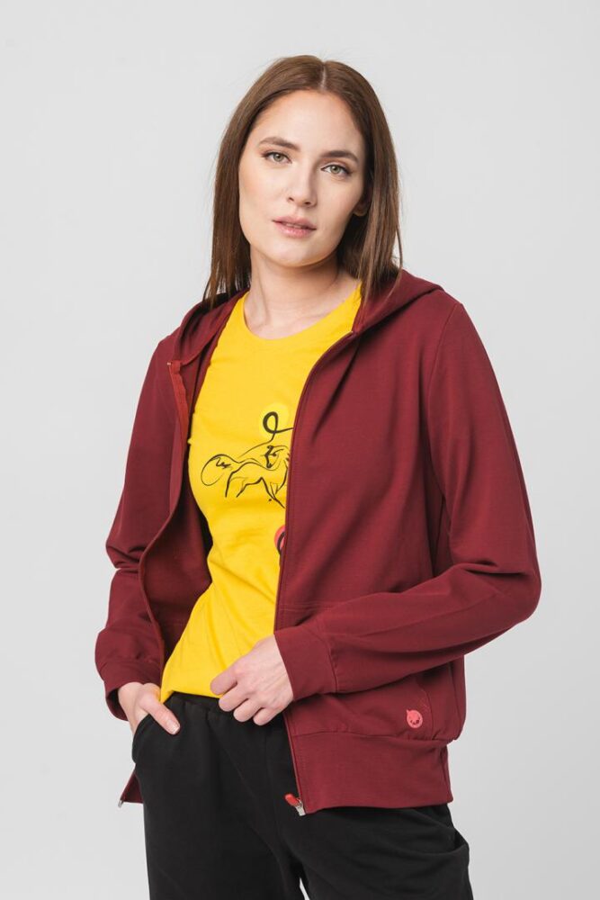 HANORAC COTON CASUAL FEMEI BURGUNDY-XS