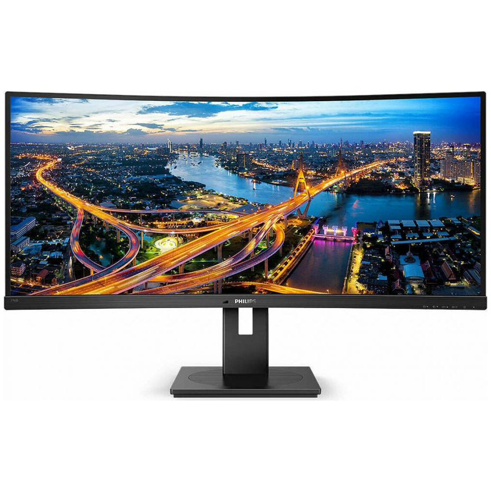 Monitor curbat LED VA Philips 346B1C, 34 inch, Curbat, UltraWide QHD, DisplayPort, HDMI, USB-C, 100Hz, 5 ms, Negru
