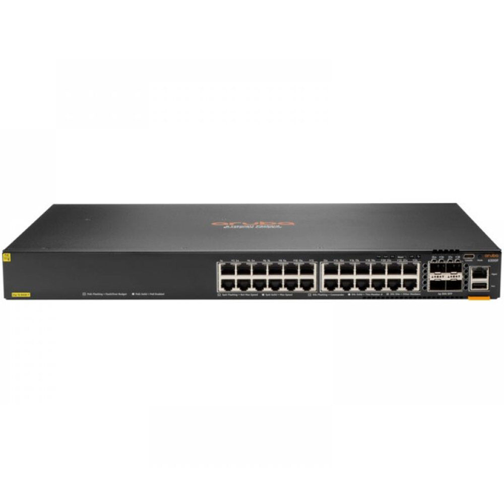 Switch PoE Aruba 6300F JL666A, 448 Gbps, 4 x SFP56, 24 x RJ45/24 x PoE+ 802.3af/at