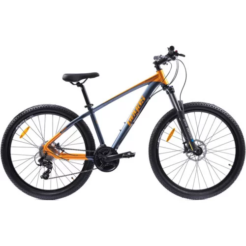 Bicicleta MTB Pegas Drumet, cadru aluminiu, marime S, 24 viteze, manete Shimano, frane disc fata/spate, roti 27.5 inch, Portocaliu - Resigilat