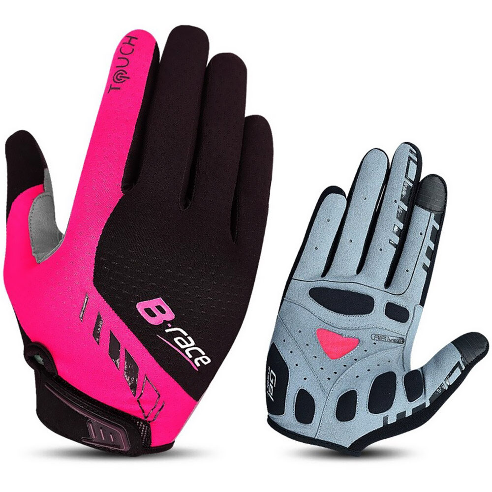 Manusi ciclism cu gel B-Race Bump, marime S, negru / fuxia
