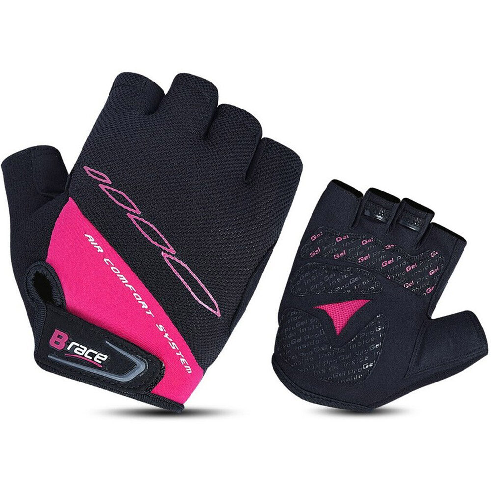 Manusi ciclism cu gel B-Race M, Negru/Fucsia, IVG076