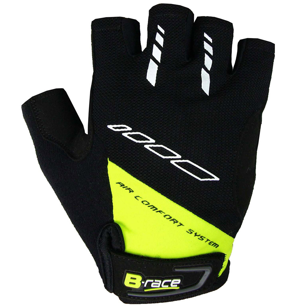 Manusi ciclism cu gel B-Race, marime L, negru / lime