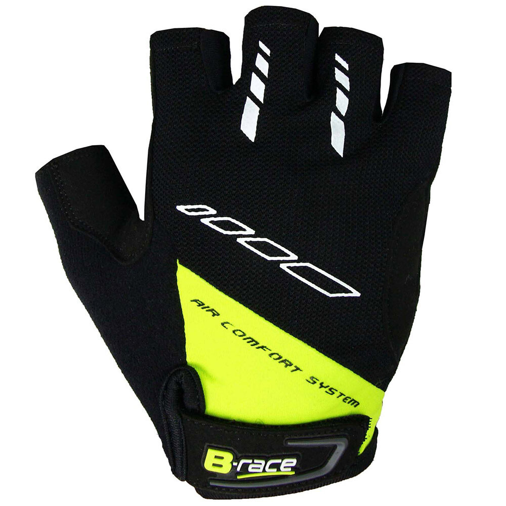 Manusi ciclism cu gel B-Race, marime XL, negru / lime
