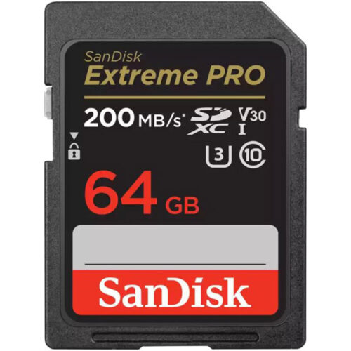 Card de memorie SanDisk Extreme PRO 64GB SDXC pana la 200MB/s, 90MB/s Read/Write speeds, UHS-I, Class 10, U3, V30, SDSDXXU-064G-GN4IN