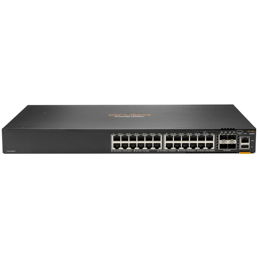 Switch PoE Aruba 6200F JL725A, 128 Gbps, 4 x SFP+, 24 x RJ45 (24 x PoE+ 802.3af/at)