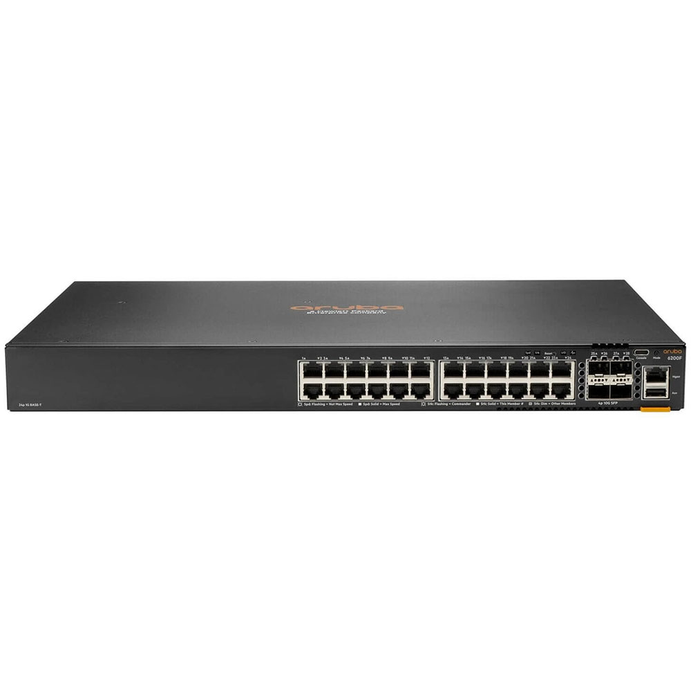Switch PoE Aruba 6200F JL725A, 128 Gbps, 4 x SFP+, 24 x RJ45 (24 x PoE+ 802.3af/at)