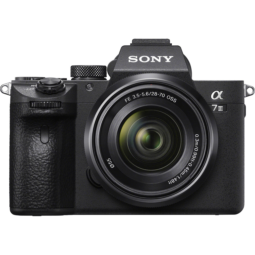 Aparat foto Mirrorless Sony Alpha A7III, 24.2 MP, Full-Frame, E-Mount, 4K HDR, 4D Focus, Wi-Fi, NFC, ISO 100-51200, Negru, Obiectiv SEL2870 28-70 mm, ILCE7M3KB.CEC