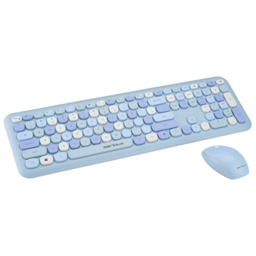 Kit tastatura si mouse Serioux Colourful 9920BL, Wireless, Albastru, SRX9920BL
