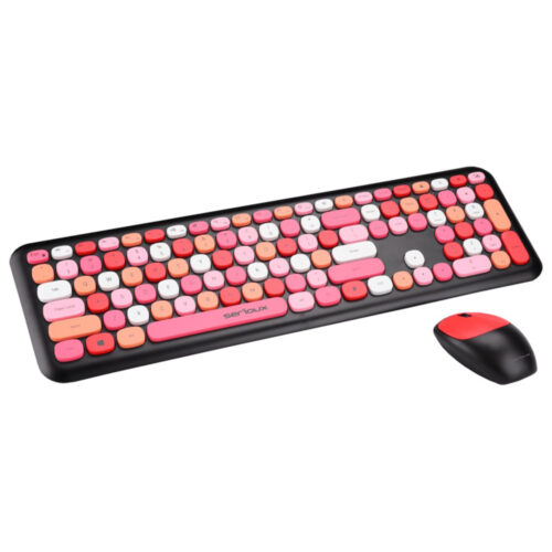 Kit tastatura si mouse Serioux Colourful 9920RD, Wireless, Rosu, SRX9920RD