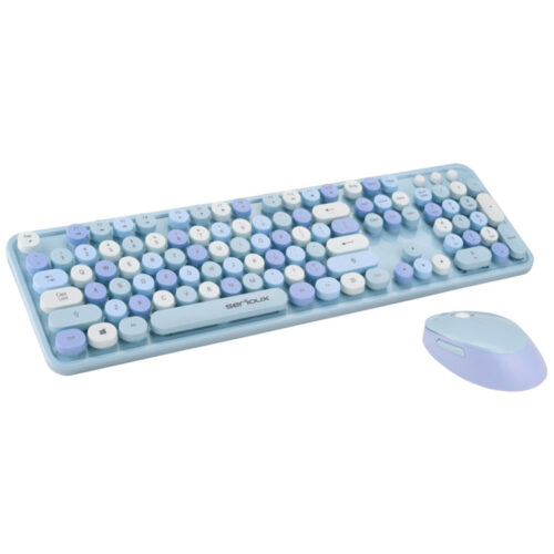 Kit tastatura si mouse Serioux Retro 9900BL, Wireless, Albastru, SRX9900BL