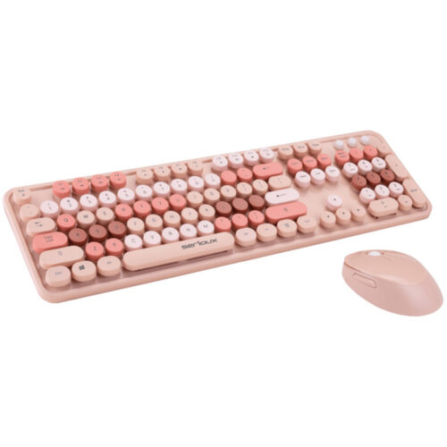Kit tastatura si mouse Serioux Retro 9900BR, Wireless, Maro, SRX9900BR