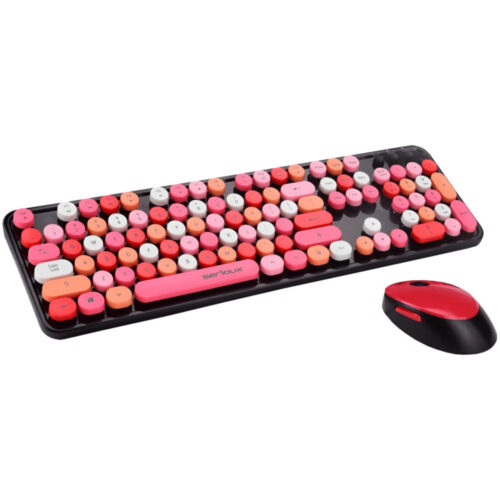 Kit tastatura si mouse Serioux Retro 9900RD, Wireless, Rosu, SRX9900RD