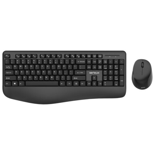 Kit tastatura si mouse Serioux, Wireless, Office, Design ergonomic, Negru, SRXK-NK9810WR