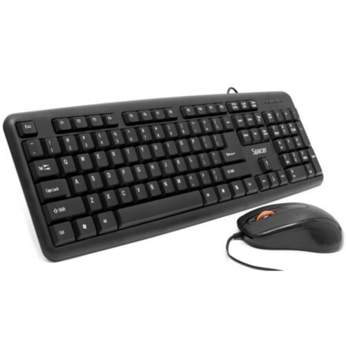 Kit tastatura si mouse USB Spacer cu fir, Negru, SPDS-S6201
