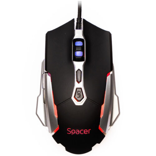 Mouse Optic Spacer Gaming SPGM-PULSAR-LITE cu fir, USB, 3.200 dpi, Negru
