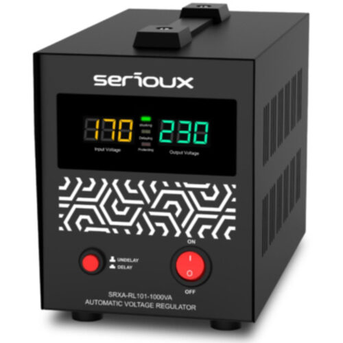 Stabilizator de tensiune cu releu Serioux SRXA-RL101-1000VA, 1000VA, IP20, Protectie la variatiile de tensiune