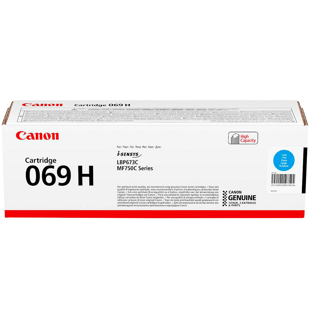 Toner Canon CRG069HC, 5.500 pagini, Cyan, Compatibil cu i-Sensys LBP673Cdw, MF754Cdw, MF752Cdw