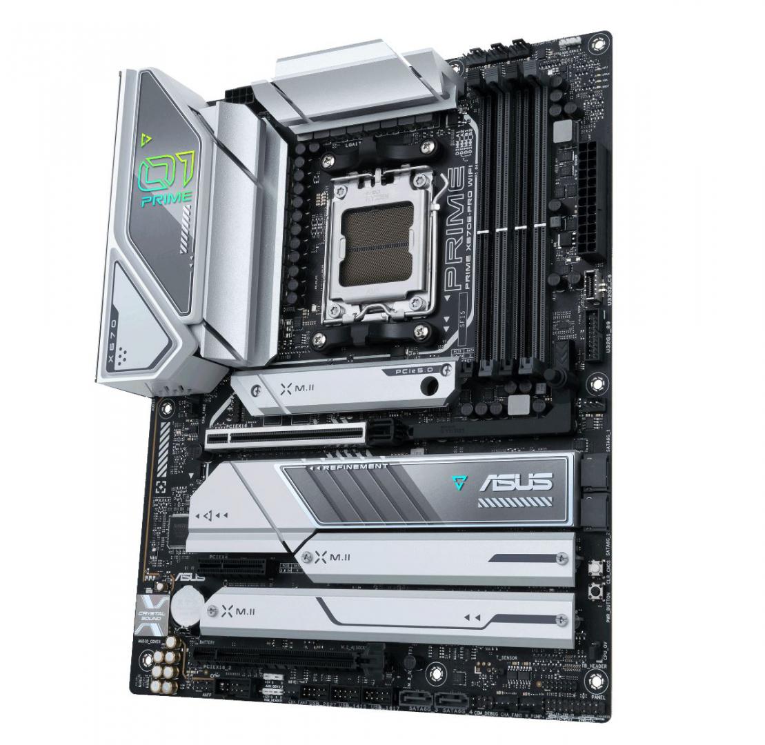 Placa de baza Asus PRIME X670E-PRO WIFI AM5  CPU AMD Socket AM5 for AMD Ryzen™ 7000 Series Desktop Processors* * Refer to www.asus.com for CPU support list. Chipset AMD X670 Memory 4 x DIMM