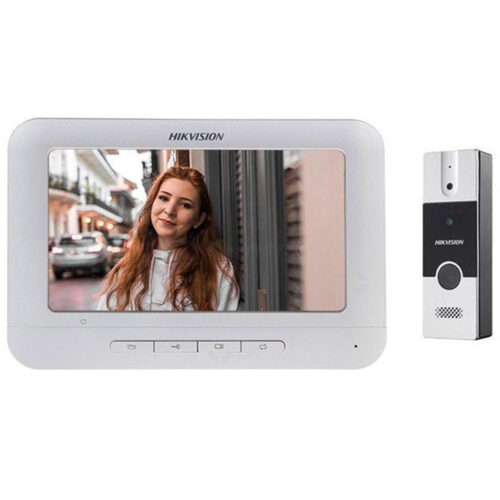 Set videointerfon color Hikvision DS-KIS202T, LCD 7 inch, FullHD, Montaj pe 4fire