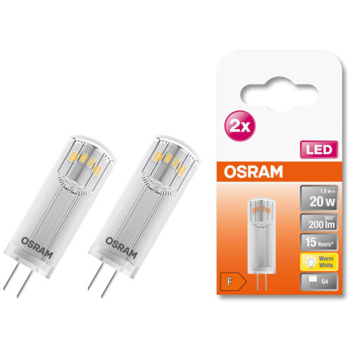 Set 2 becuri LED Osram Star PIN G4, 12 V, 1.8W, 200 lm, Lumina calda, 000004058075449800