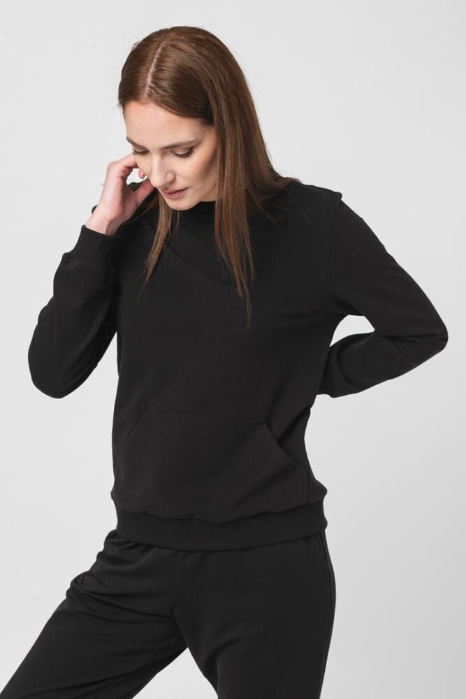 BLUZA COTON CASUAL FEMEI BLACK-XS