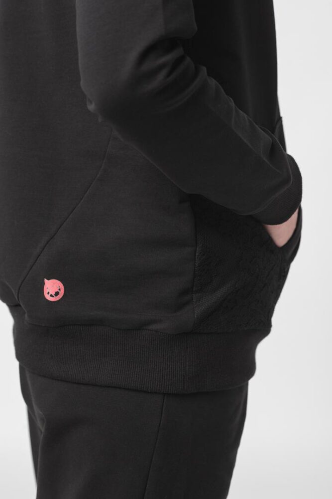 HANORAC COTON DANTELA FEMEI BLACK-S