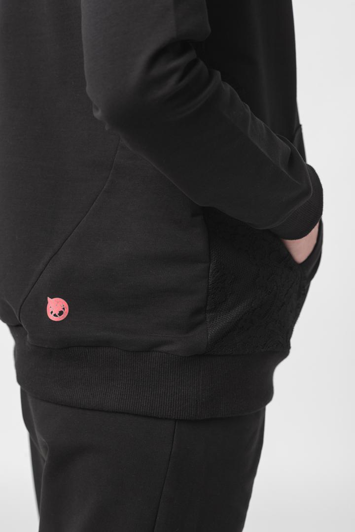 HANORAC COTON DANTELA FEMEI BLACK-S