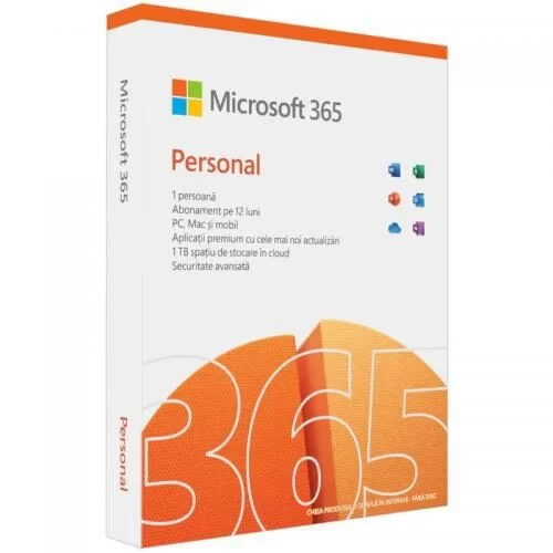 Licenta Cloud Retail Microsoft 365 Personal English Subscriptie 1 an Medialess P8