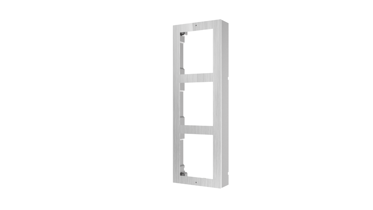 Panou frontal pentru 3 module videointerfon modular Hikvision DS-KD- ACW3/S; permite conectarea a 3 module de videointerfon modular; montare aplicata; materia otel inoxidabil; dimensiuni: 320.8mm x 107mm x 4mm;