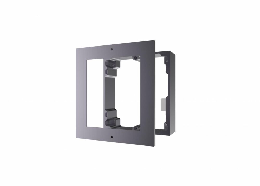 Panou frontal pentru un modul videointerfon modular Hikvision DS-KD-ACW1; montare aplicata; material aluminiu; dimensiuni: 117mm x 1 07mm ×4mm;