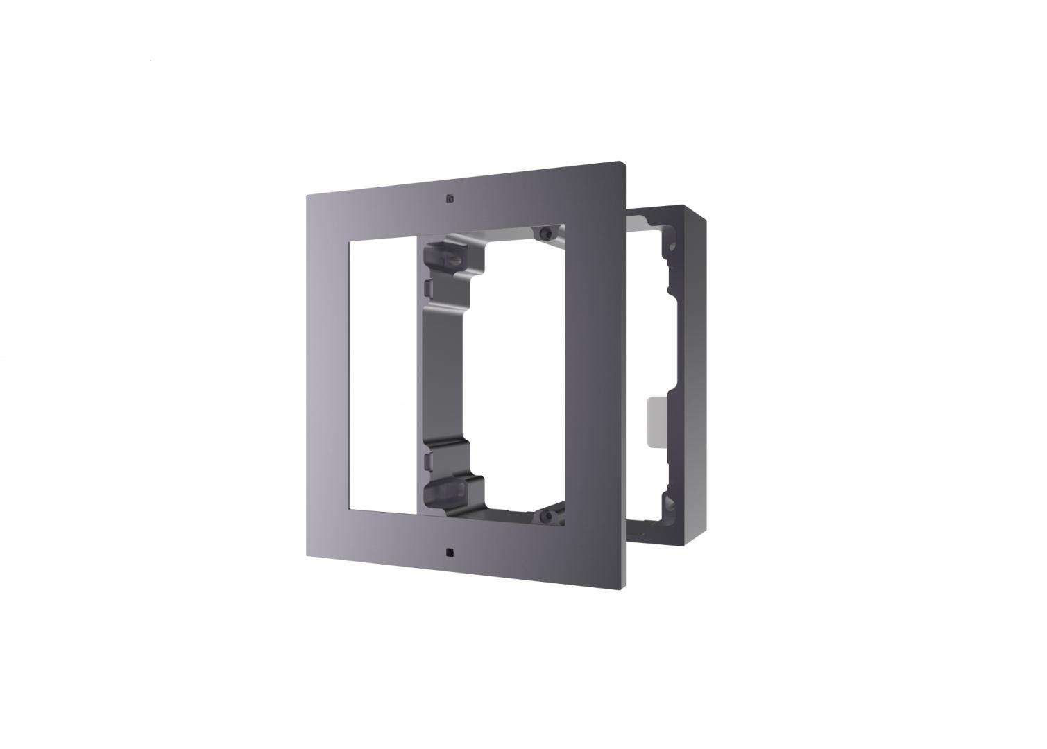 Panou frontal pentru un modul videointerfon modular Hikvision DS-KD-ACW1; montare aplicata; material aluminiu; dimensiuni: 117mm x 1 07mm ×4mm;