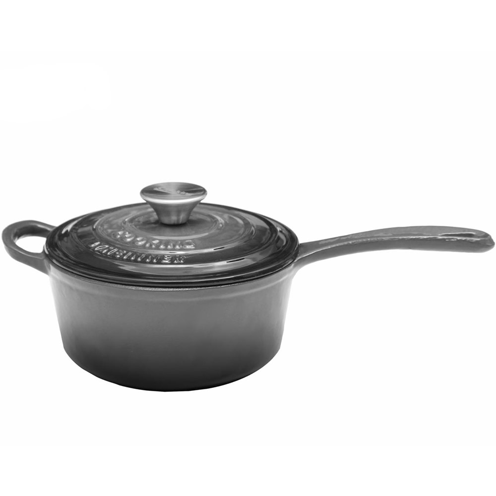 Caserola din fonta emailata cu capac, 19 x 9 cm, 1.8 litri, Marble Grey, Cooking by Heinner, HR-ZVC-C19