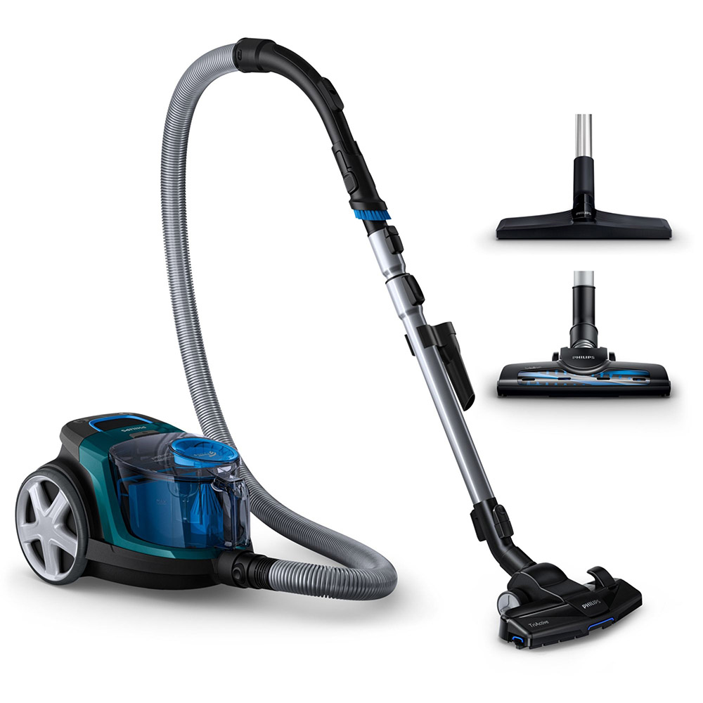 Aspirator fara sac Philips PowerPro Compact FC9334/09, 900 W, PowerCyclone 5, Perii TriActive, TurboBrush, Parchet, Filtru anti-alergic ECARF, Verde