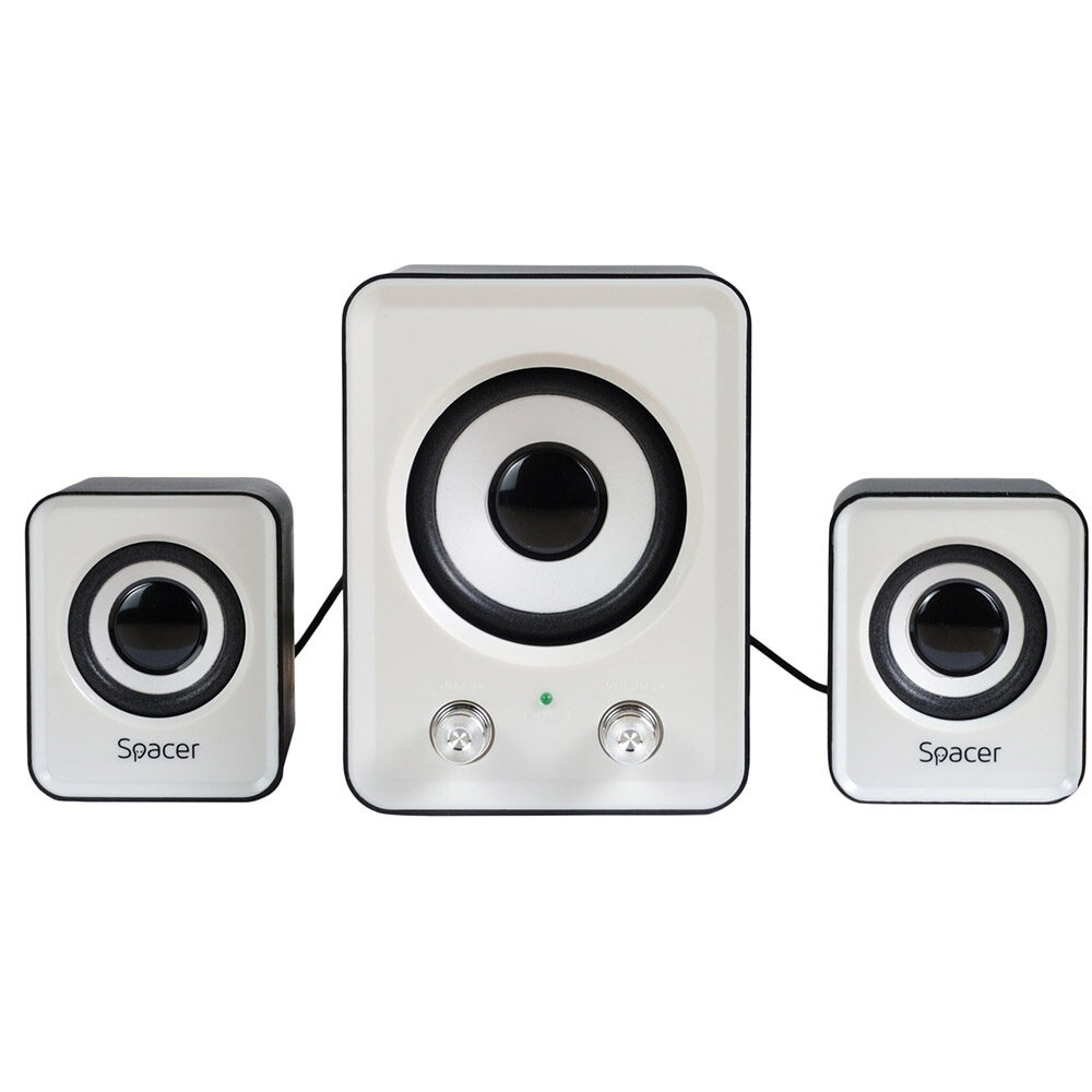 Boxe Spacer SPB-807 2.1, 11W RMS, cu fir, conector audio USB 2.0, putere sateliti 2x3W, alb si negru