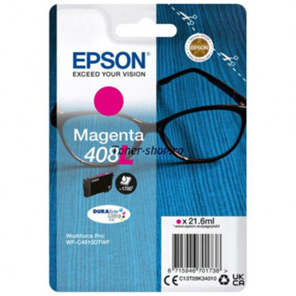Cartus cerneala Epson 408L Ink Tank, DURABrite Ultra ink, Magenta, C13T09K34010