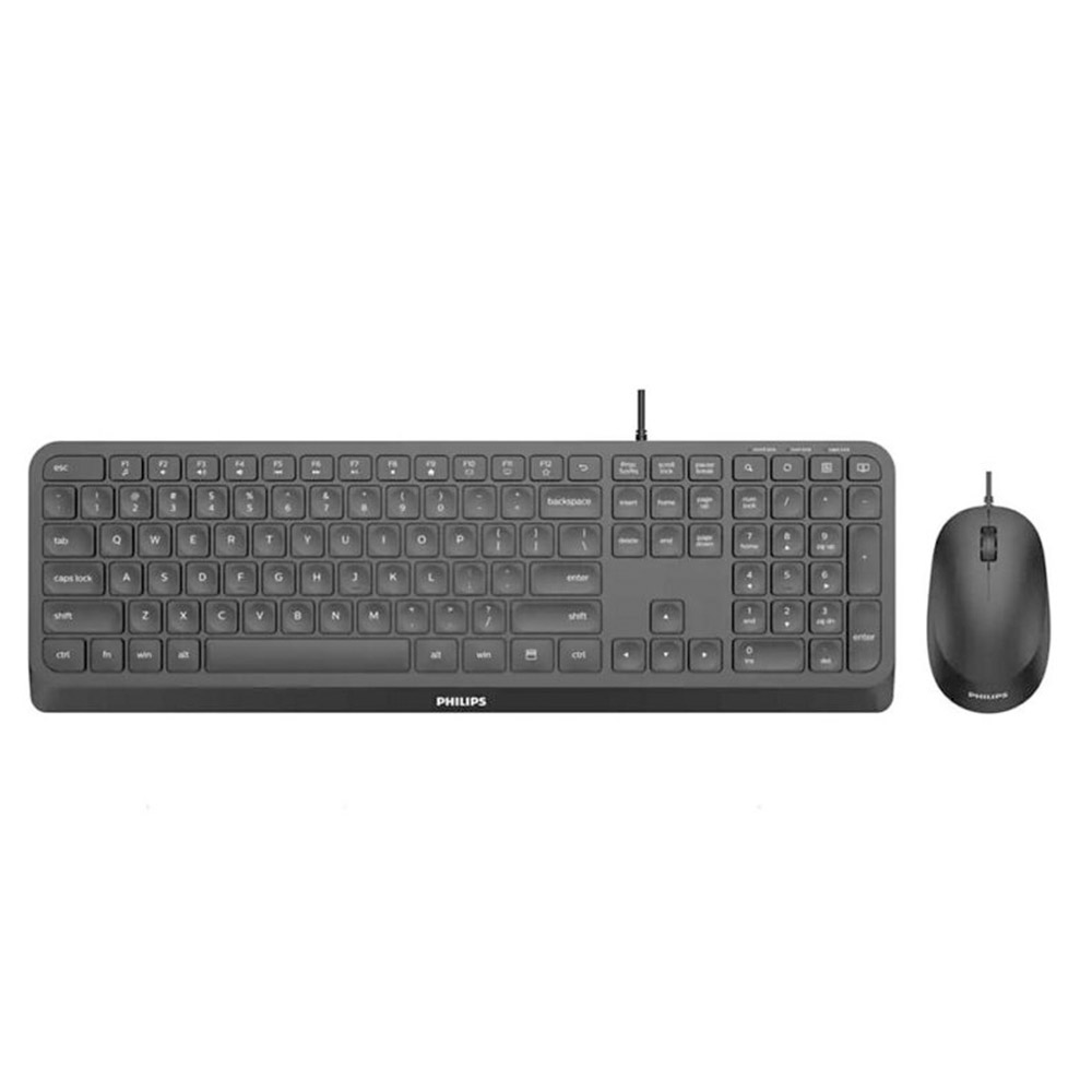 Kit tastatura si mouse Philips SPT6207, USB 2.0, Negru