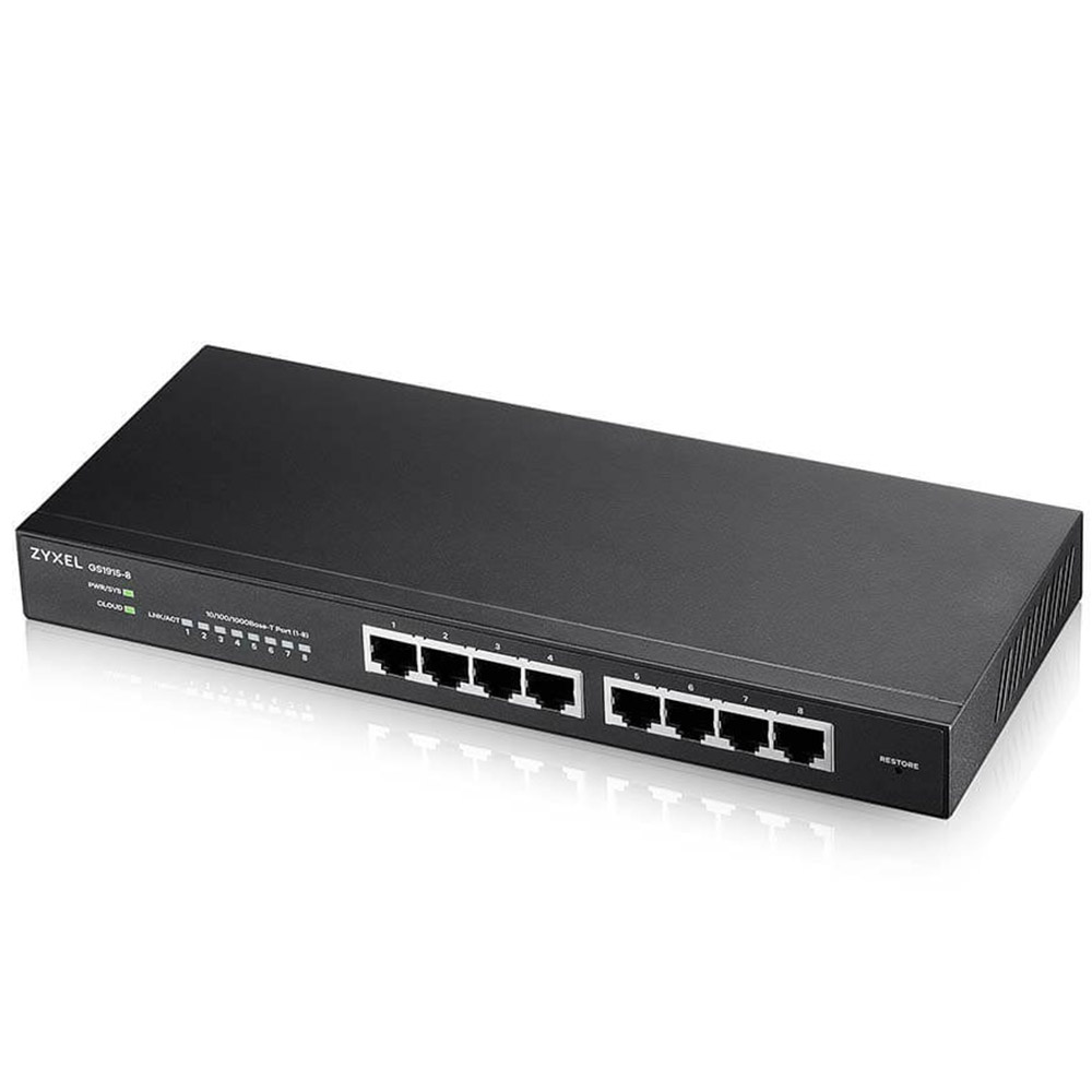 Switch ZyXEL GS1915-8, 8 Porturi, Gigabit, Autonom sau Nebula, GS1915-8-EU0101F