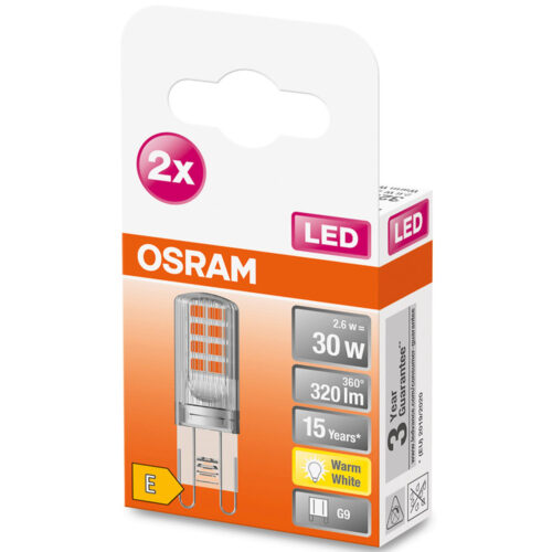 2 Becuri LED Osram PIN, G9, 2.6W, 320 lm, lumina calda