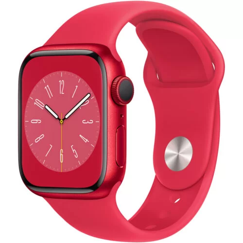 Apple Watch 8, GPS, Carcasa Aluminium 41mm, Sport Band, Rosu, - S/M, MNUG3