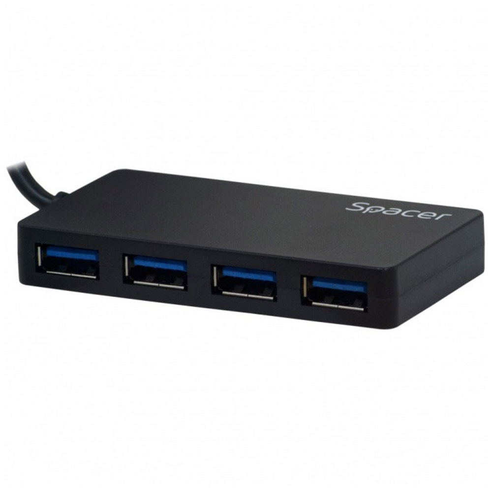Hub extern Spacer SPH-332, 4 porturi, USB 3.0, Negru