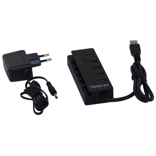 HUB extern Spacer, USB 3.0 x 4, Fast Charging Port, SPH-4USB30-1QC