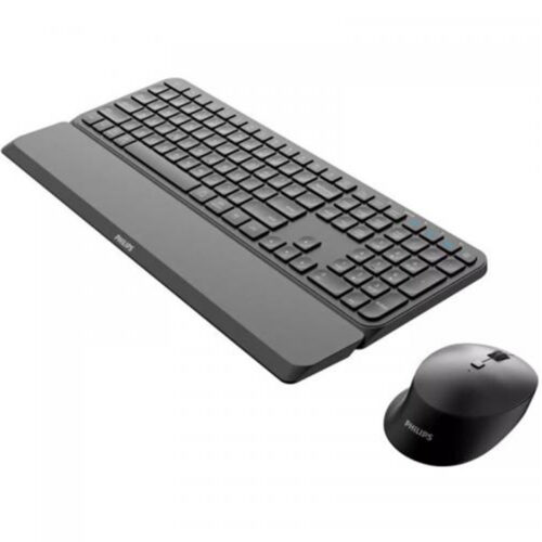 Kit tastatura si mouse Philips SPT6607, Wireless, Bluetooth, Suport incheietura detasabil, Negru
