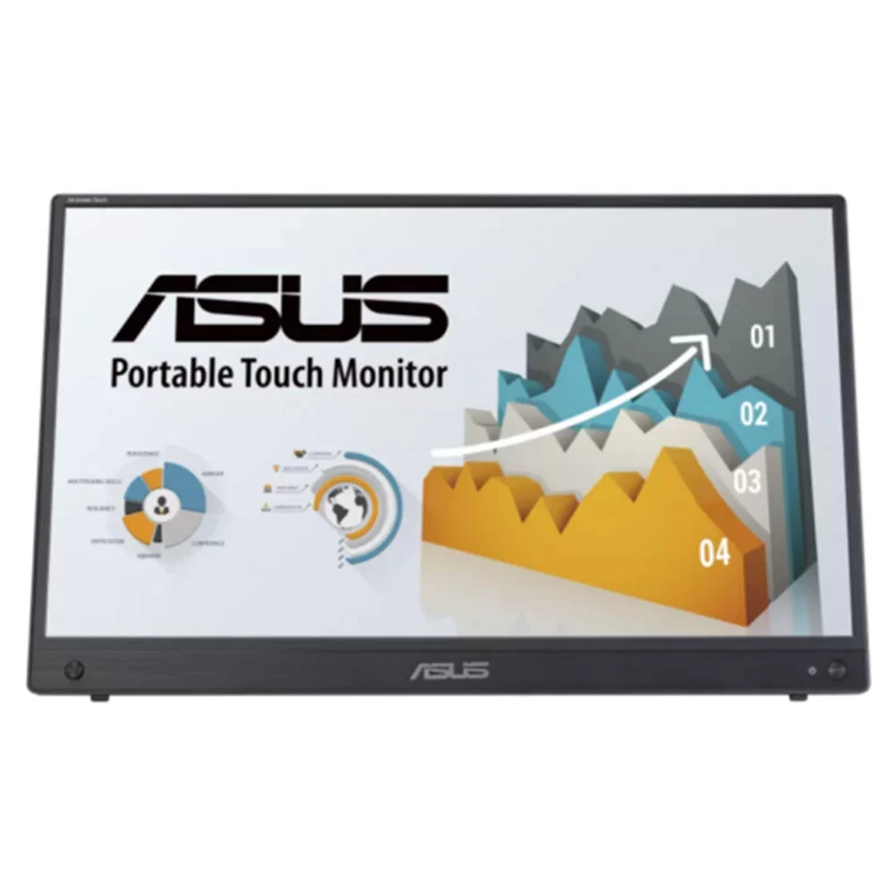 Monitor Asus ZenScreen Touch MB16AHT Portabil, 15.6 inch, FHD, IPS, 60Hz, USB-C, Mini-HDMI, Tripod Socket, Flicker Free, Negru
