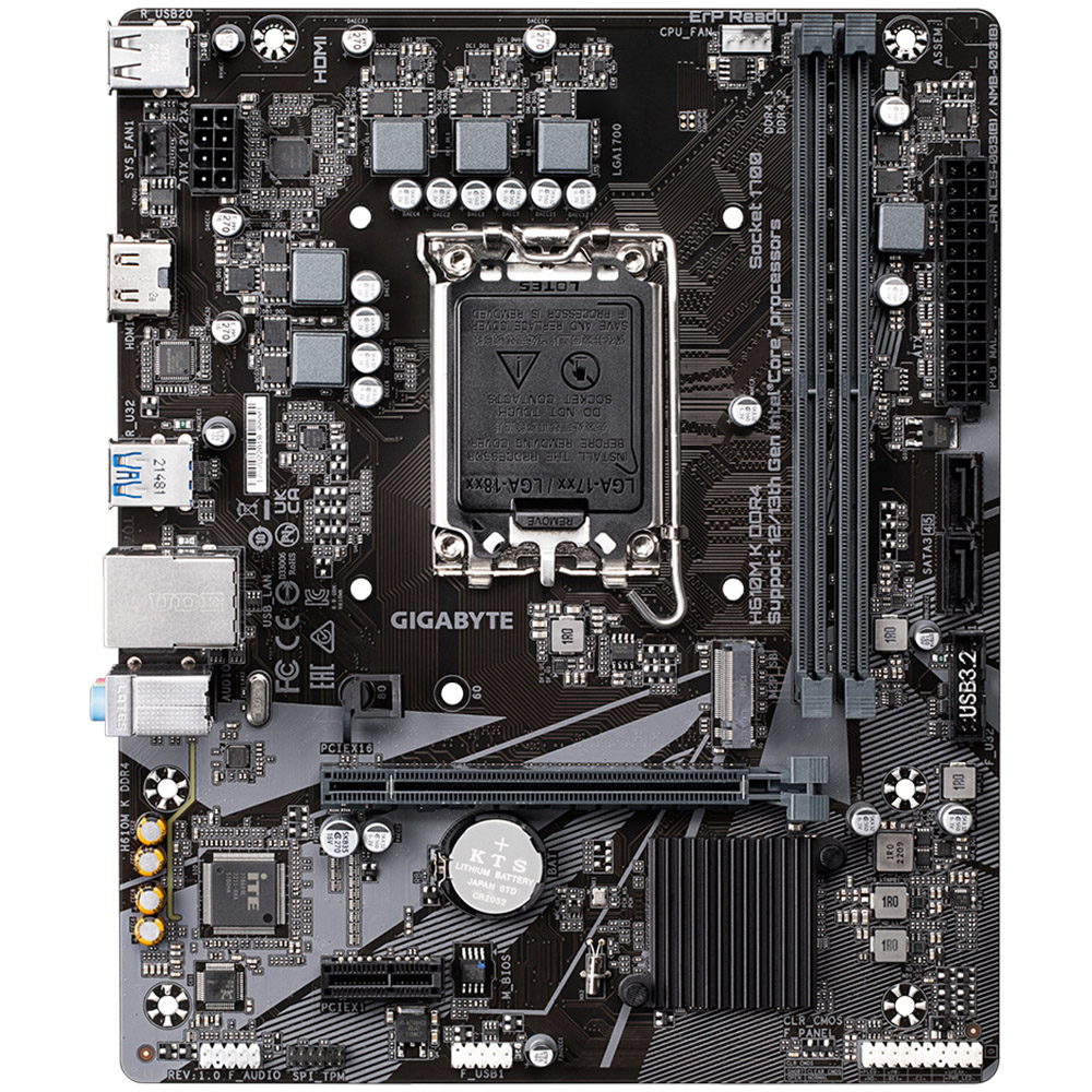 Placa de baza Gigabyte H610M S2H D4, Socket 1700, DDR4, HDMI, PCIe, SATA 6 Gb/s, 1 Gbps LAN, mATX