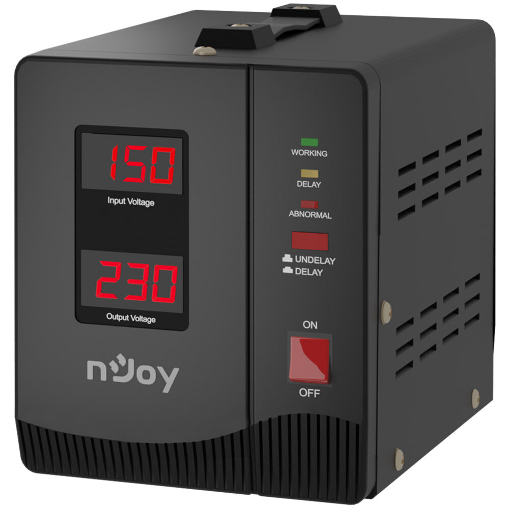 Stabilizator de tensiune nJoy Alvis 2000, 2000VA/1200W, LCD Display, 2 x Schuko, AVRL-20002AL-CS01B